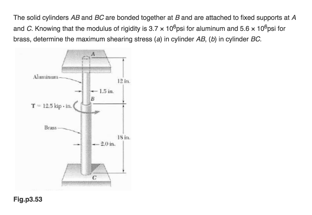 Solved The Solid Cylinders AB And BC Are Bonded Together At | Chegg.com