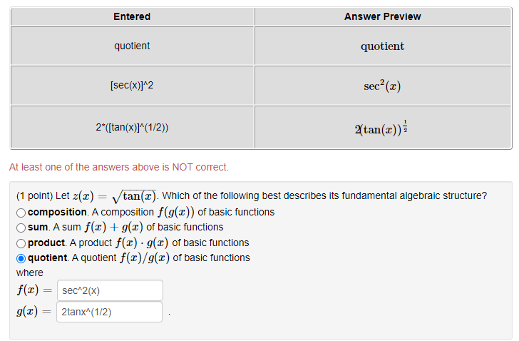 Solved Entered Answer Preview Quotient Quotient Sec X 2 Chegg Com