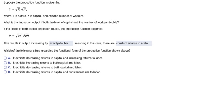 Solved Suppose the production function is given by where Yis | Chegg.com