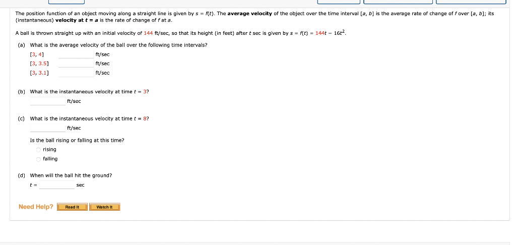 Solved The Position Function Of An Object Moving Along A | Chegg.com