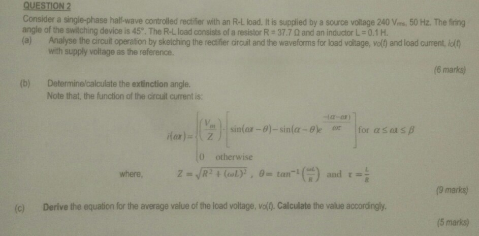 Solved QUESTION 2 Consider a single-phase half-wave | Chegg.com