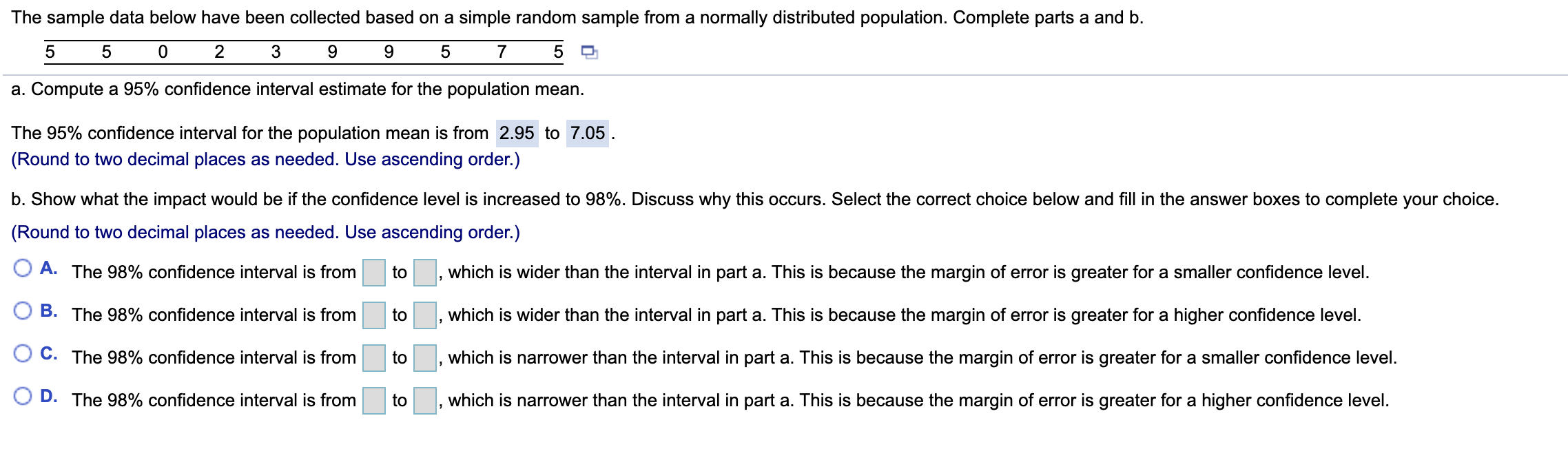 Solved The sample data below have been collected based on a | Chegg.com