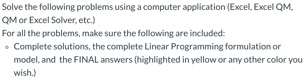 Solved Solve the following problems using a computer | Chegg.com