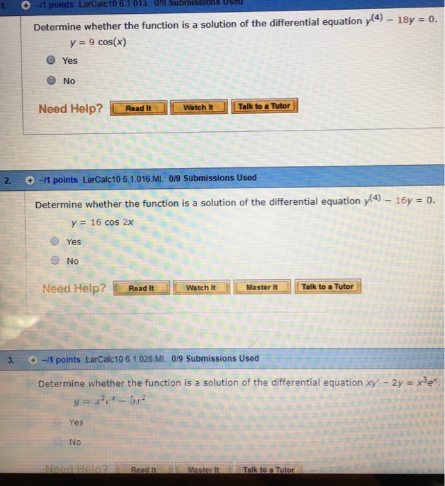 Solved Determine whether the function is a solution of the | Chegg.com