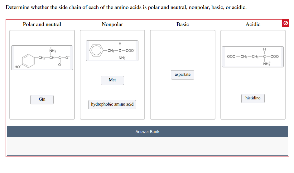 Solved Determine whether the side chain of each of the amino