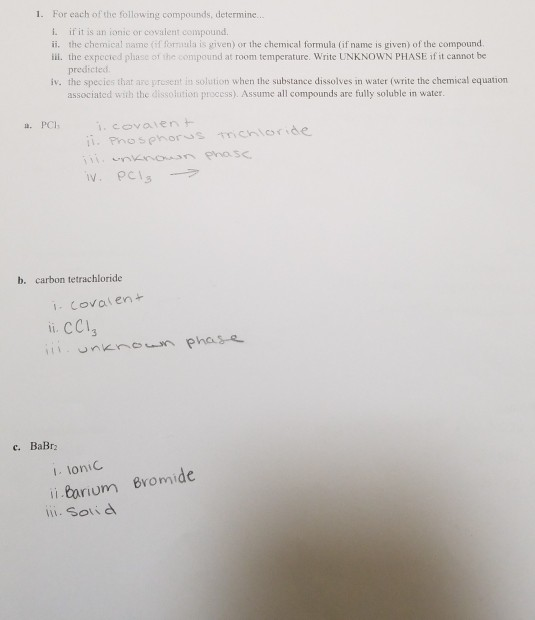 Solved 1. For Each Of The Following Compounds, Determine.... | Chegg.com