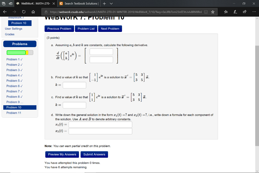 Solved WeBWorK: MATH-270- X Search Textbook Solutions l O B | Chegg.com