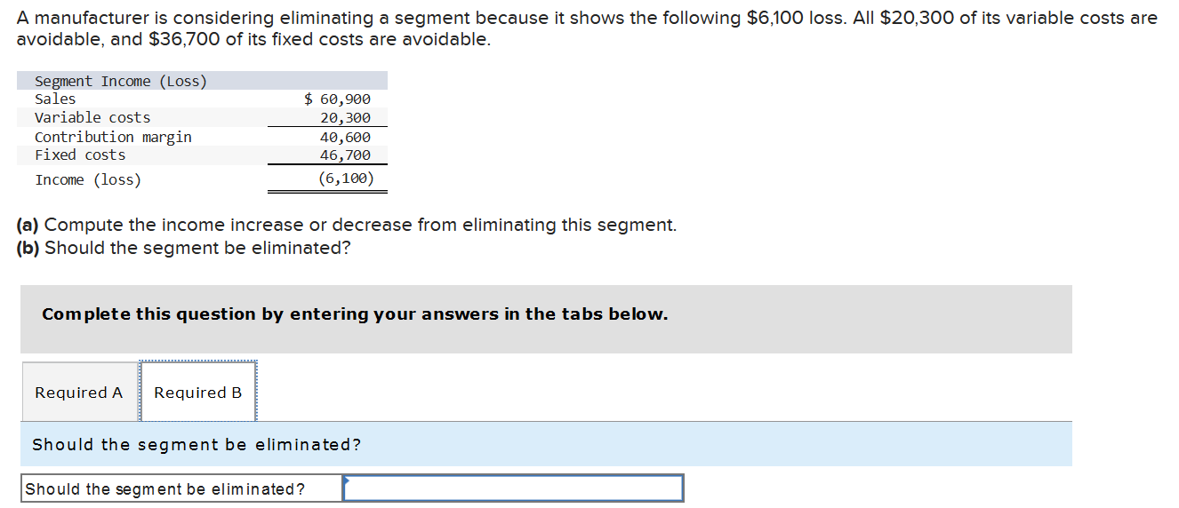 solved-a-manufacturer-is-considering-eliminating-a-segment-chegg