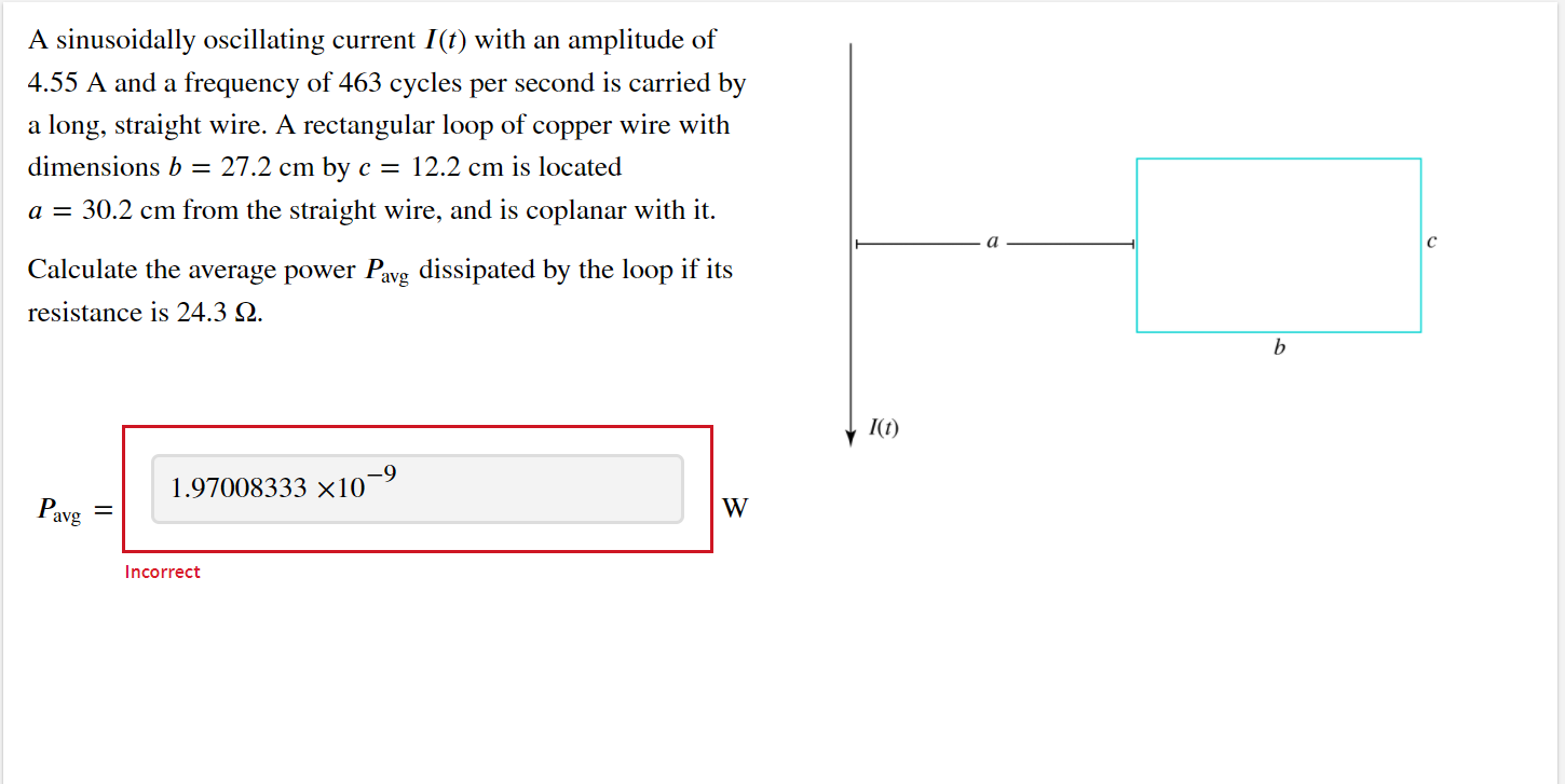 Solved A sinusoidally oscillating current I(t) with an | Chegg.com
