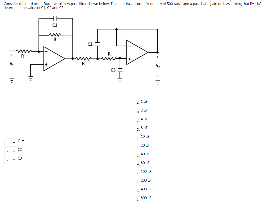 Solved Consider the third order Butterworth low pass filter | Chegg.com