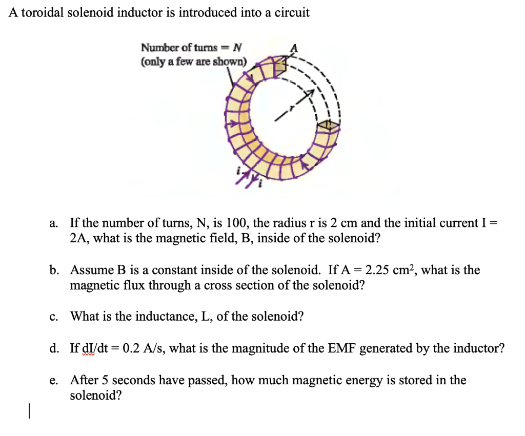 Solved A toroidal solenoid inductor is introduced into a