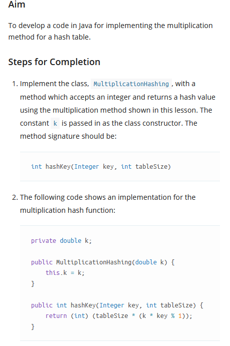 (JAVA) Develop a code in Java for implementing | Chegg.com
