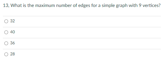 Solved 13, What is the maximum number of edges for a simple | Chegg.com
