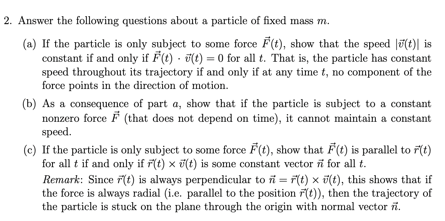 Solved 2. Answer The Following Questions About A Particle Of | Chegg.com