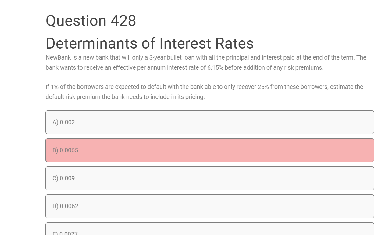 Solved Question 428 Determinants of Interest Rates NewBank | Chegg.com