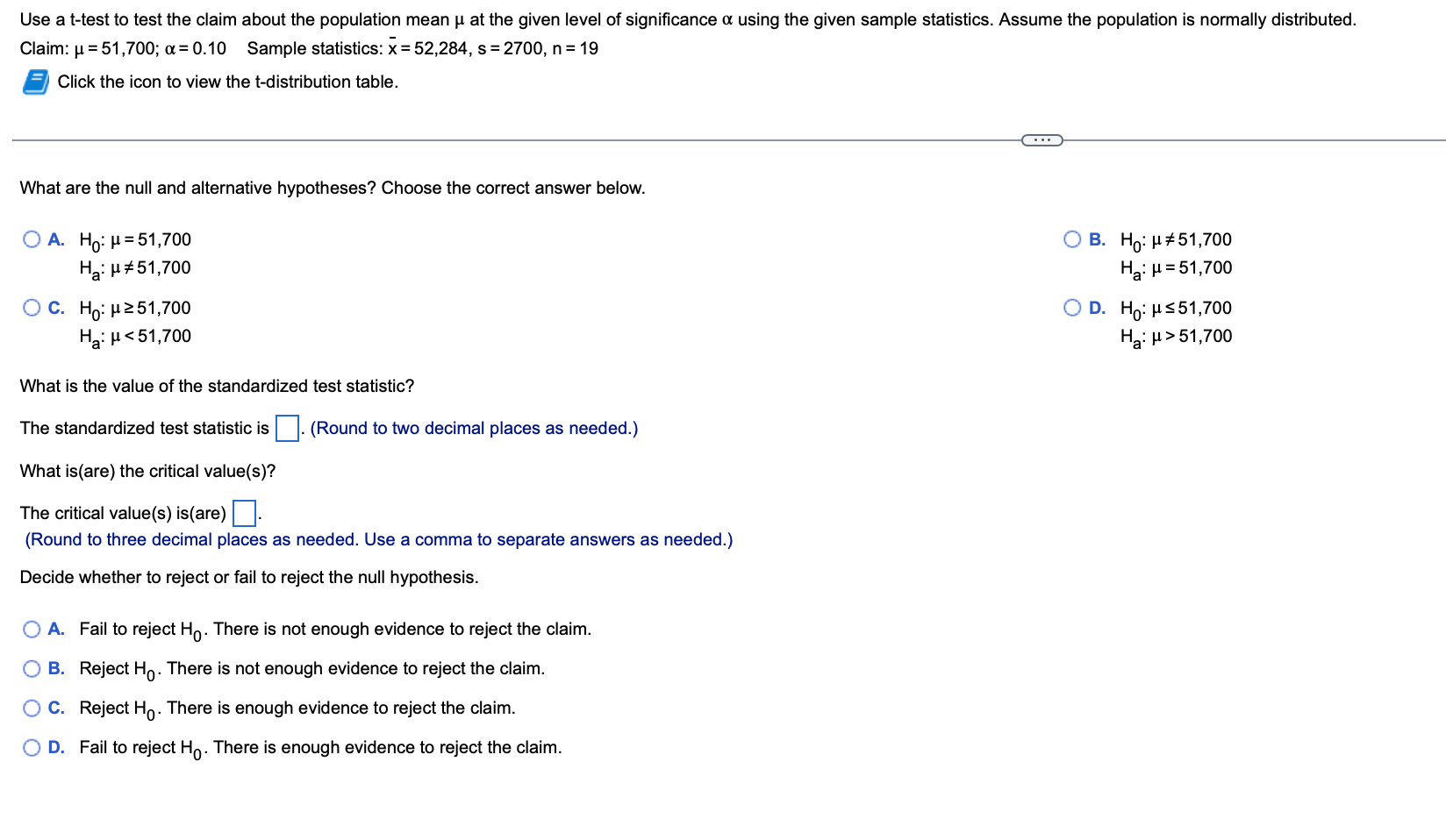 Solved Use a t-test to test the claim about the population | Chegg.com