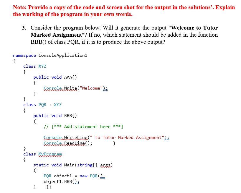 Solved Note: Provide a copy of the code and screen shot for | Chegg.com
