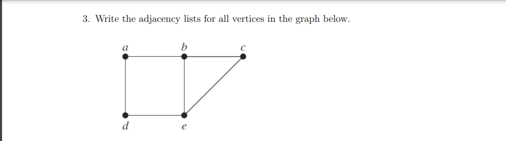 Solved 3. Write the adjacency lists for all vertices in the | Chegg.com