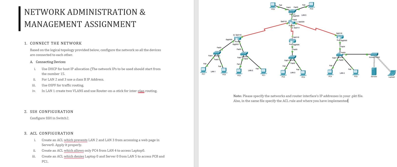 network administration assignment quizlet