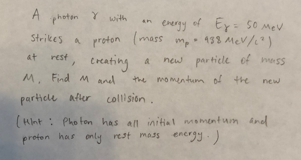 Solved r with an at a А photon energy of Ex=50 MeV Strikes a | Chegg.com