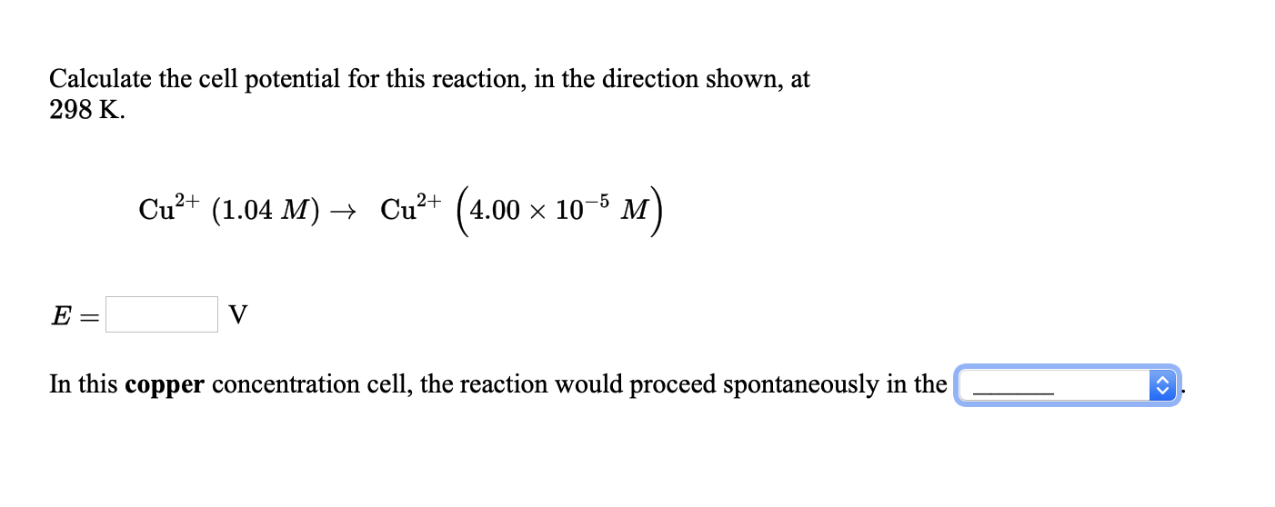 Solved Calculate The Cell Potential For This Reaction In 4156