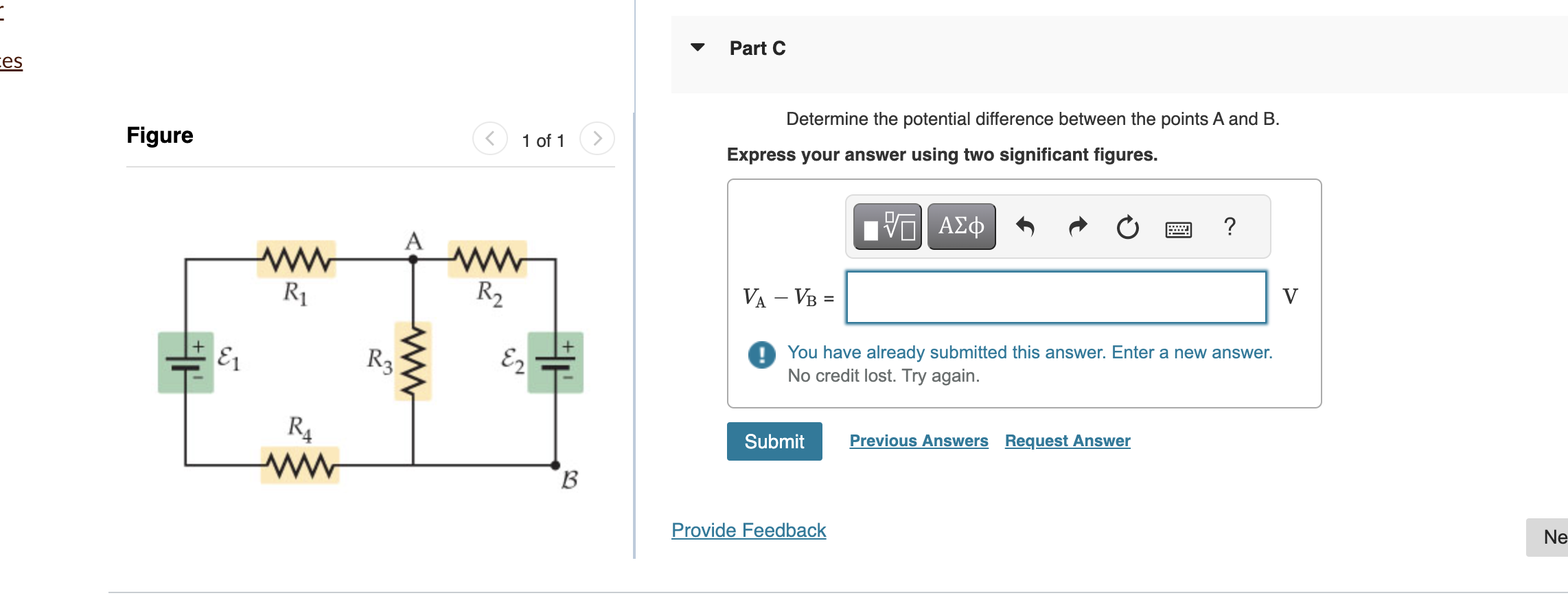 Solved Determine the potential difference between the points | Chegg.com
