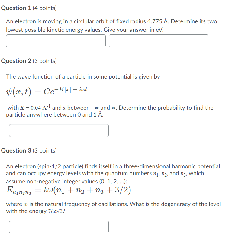 Solved Question 1 4 Points An Electron Is Moving In A C Chegg Com