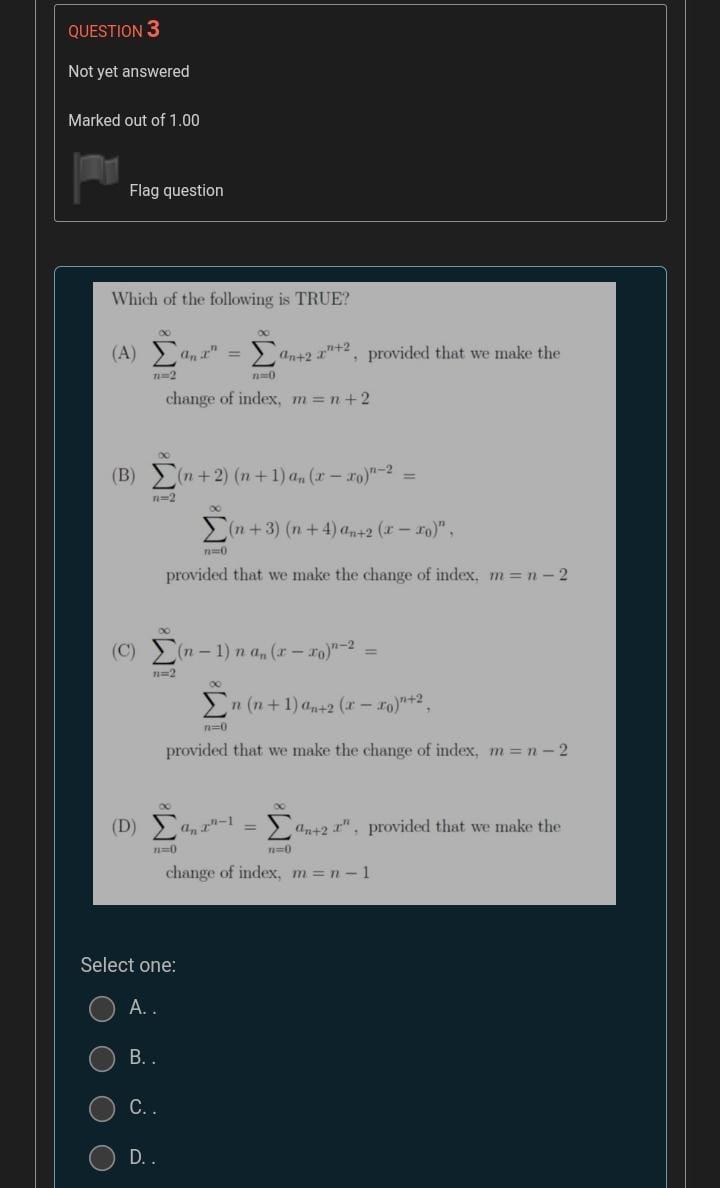 Solved QUESTION 3 Not yet answered Marked out of 1.00 Flag | Chegg.com