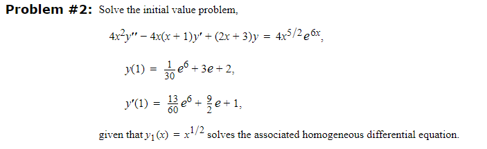 Solved Problem # 2: Solve the initial value | Chegg.com