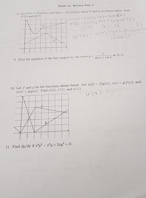 Solved Math 11 Review Part 2 8 Let P X Peg X And 2 Chegg Com