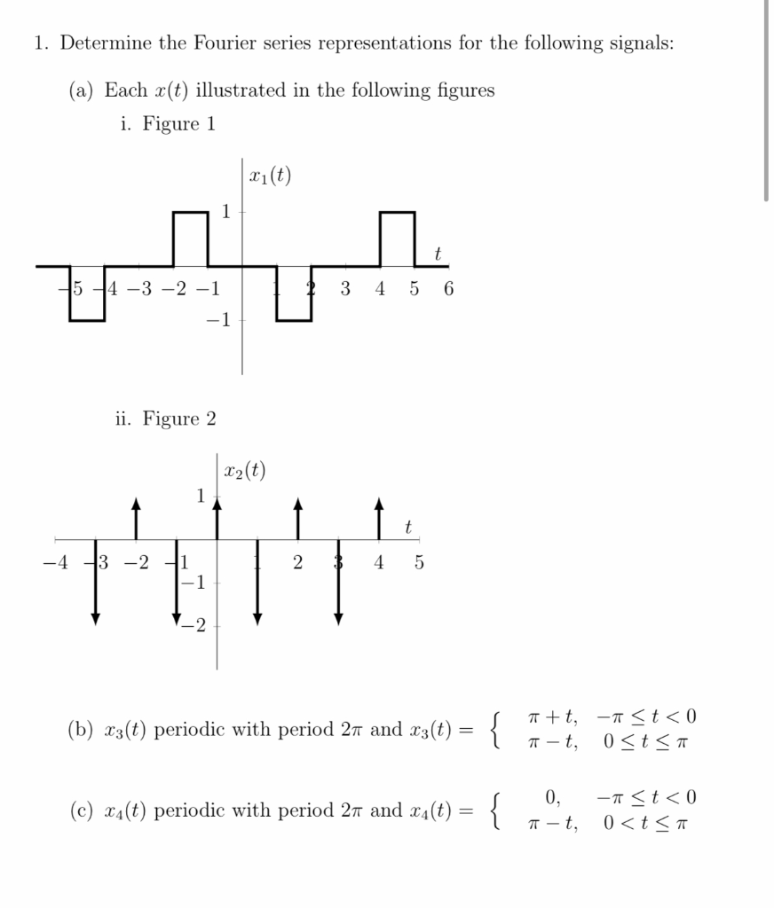 Solved 1 Determine The Fourier Series Representations For