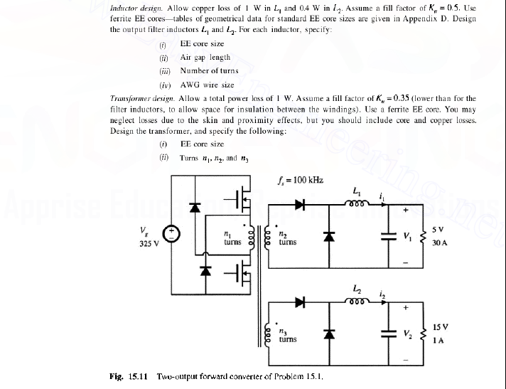Solved Forward converter inductor and transformer design.