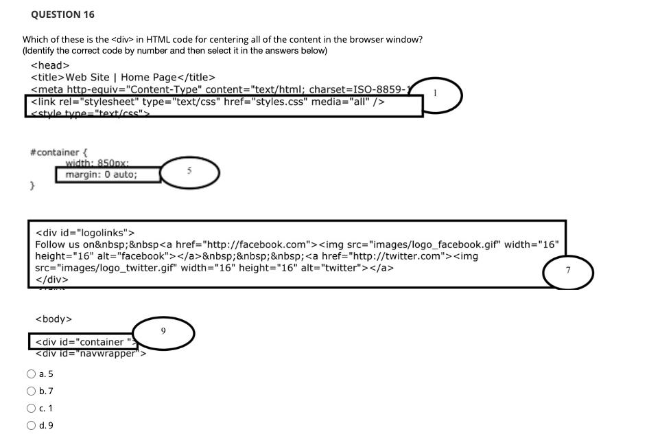 Solved QUESTION 16 Which of these is the in HTML code | Chegg.com