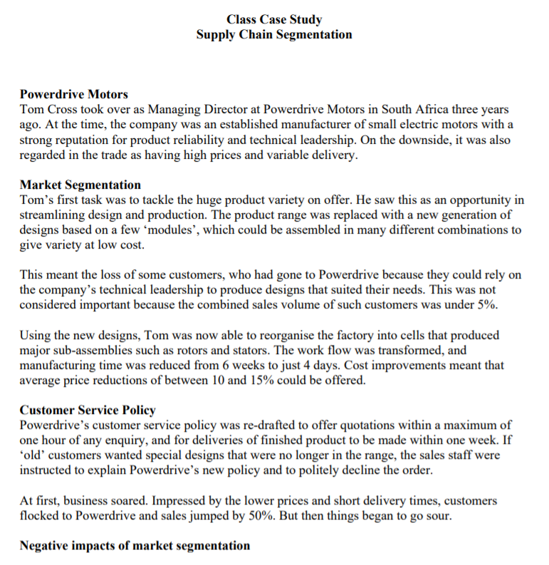 supply chain segmentation case study