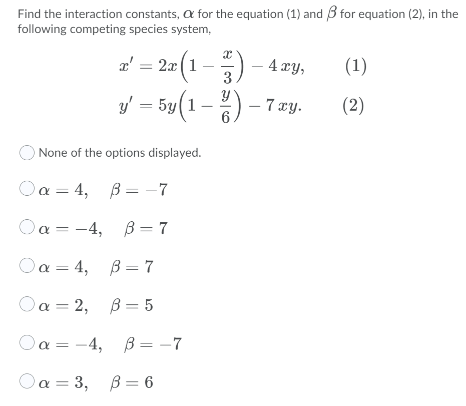 Solved Find The Carrying Capacity K Of The Following Lo Chegg Com