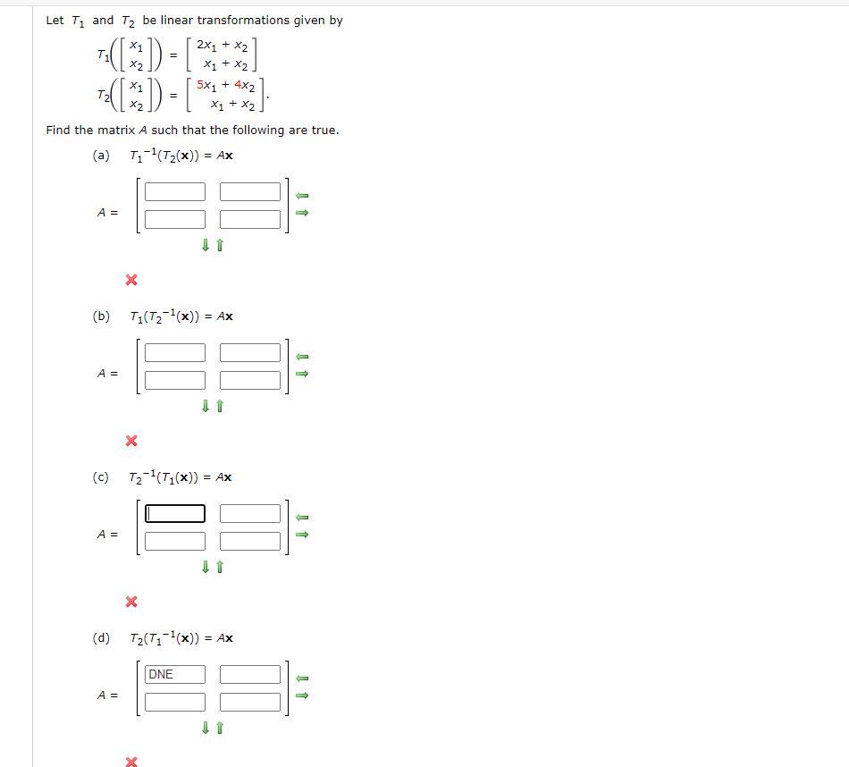 Solved Let T1 and T2 be linear transformations given by X1 | Chegg.com
