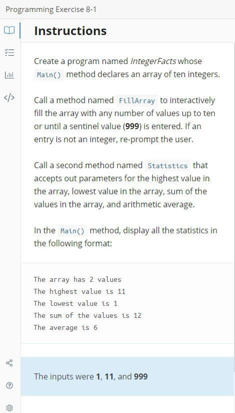 Solved Programming Exercise 8-1 Instructions Create A | Chegg.com