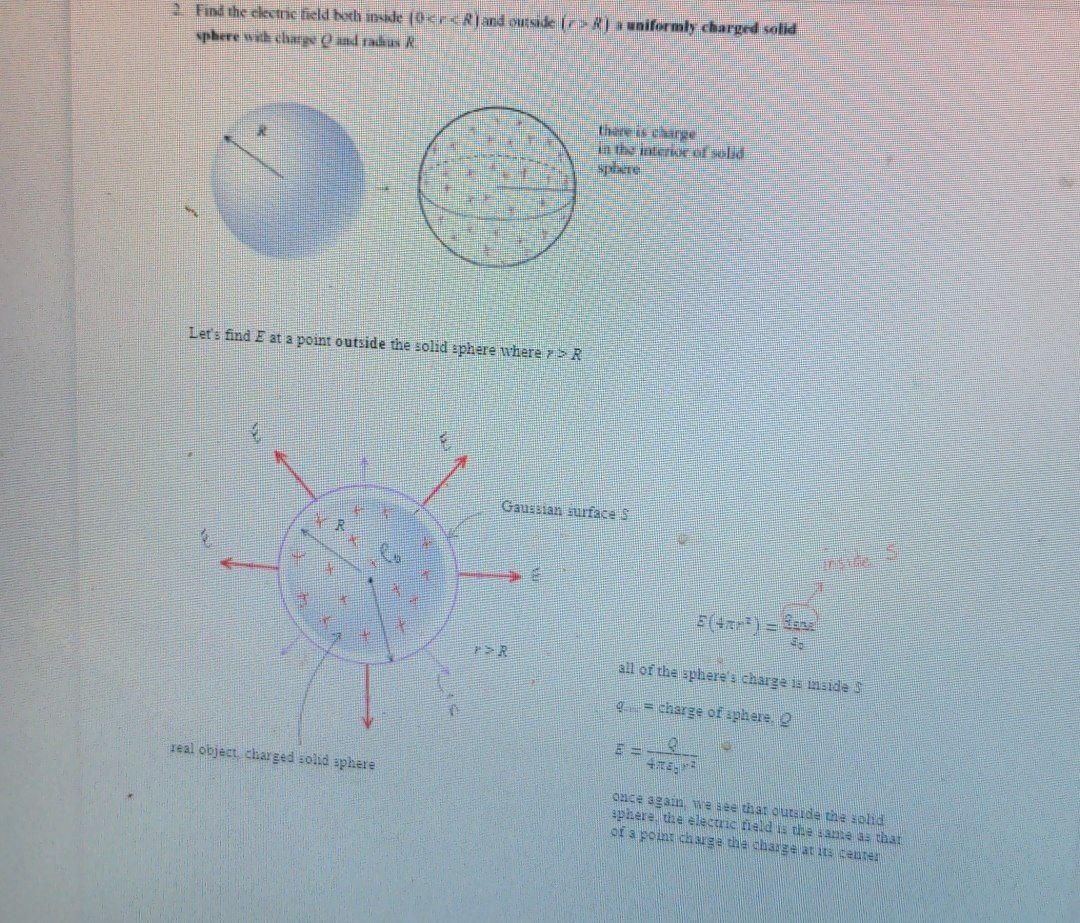 Solved 1. Find the electric field inside (0R) a solid sphere | Chegg.com