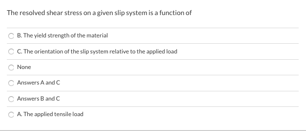 Solved The resolved shear stress on a given slip system is a | Chegg.com