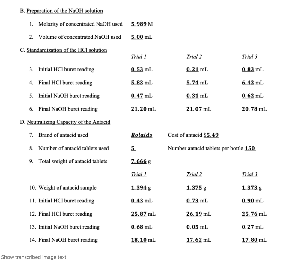 Solved 26. Moles of NaOH used (0.5 pts) moles moles moles | Chegg.com
