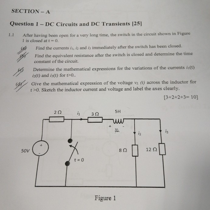 Solved SECTION - A Question 1 - DC Circuits And DC | Chegg.com