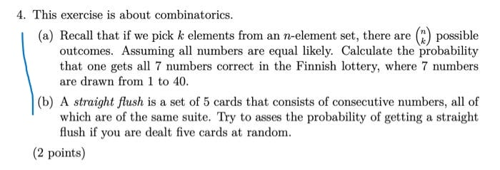 Solved 4. This exercise is about combinatorics. (a) Recall | Chegg.com
