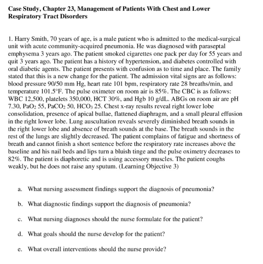 Solved Case Study, Chapter 23, Management Of Patients With | Chegg.com