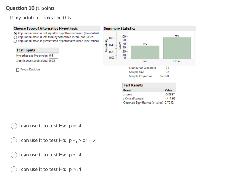 Solved Question 6 (1 point) In JMP, to conduct a Hypothesis