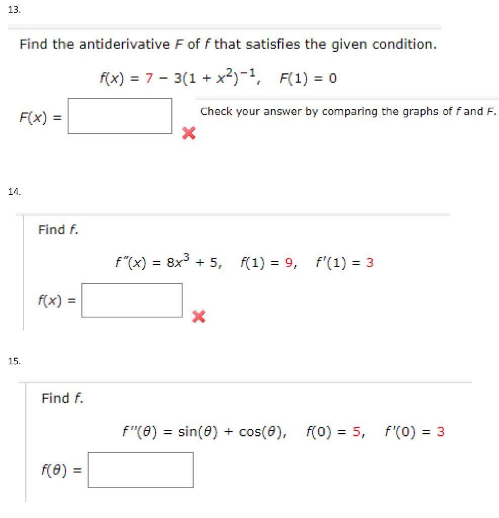 Solved 13. Find The Antiderivative Foff That Satisfies The | Chegg.com