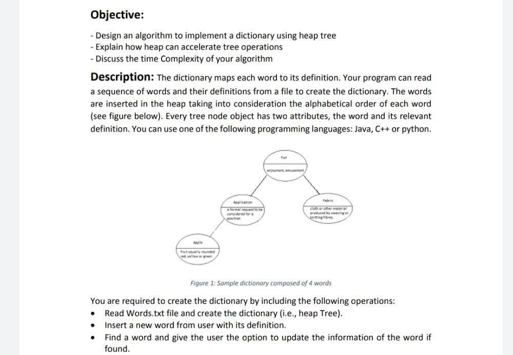 Solved Objective: - Design an algorithm to implement a | Chegg.com