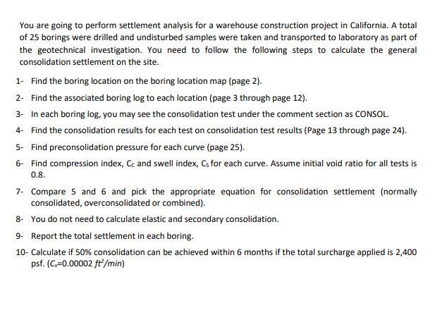You are going to perform settlement analysis for a | Chegg.com