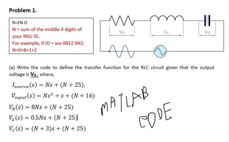 Solved Problem 1 M m 1H VR VL Vc R 2N N sum of the middle  