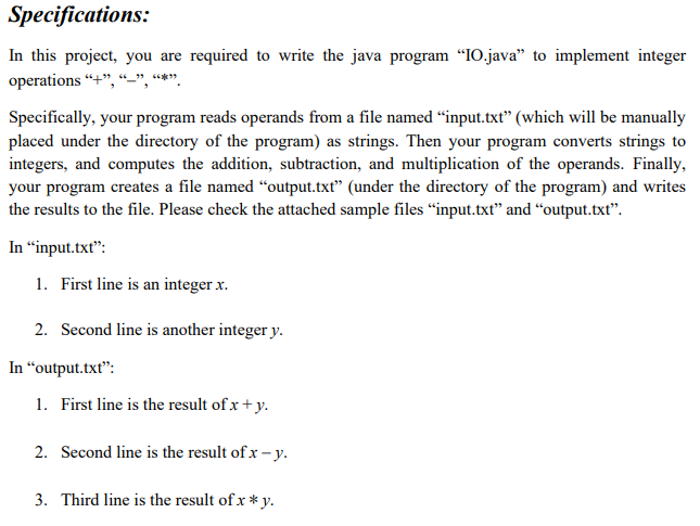 Solved In this project, you are required to write the java | Chegg.com