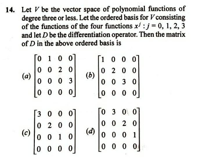 Solved 14. Let V be the vector space of polynomial functions | Chegg.com